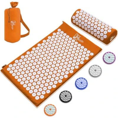Immagine di tappetino agopressione con cuscino per massaggio e sollievo dal dolore [The Original], set di tappetini ad aghi il relax collo, schiena, piedi Tappeto agopuntura, Yantra, chiodato