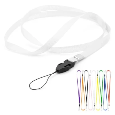 Immagine di CKB LTD Cordini Bianco Tracolla da collo Porta Badge identificativo Clip ad anello per chiave palestra Etichetta con nome Chiavetta USB Telefono cellulare Carta d&#039;identità Confezione 10