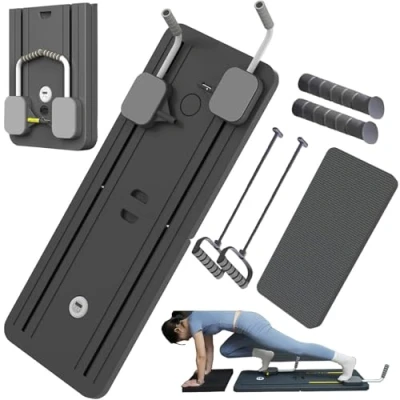 Immagine di Pilates Board Reformer Machine Set, Foldable Multi Purpose Rullo per Addominali Rulli con Rimbalzo Automatico, Attrezzo Allenamento a Casa(Black2)