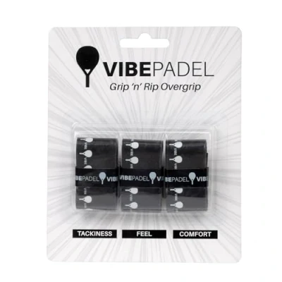 Immagine di VIBEPADEL Grip &#039;n&#039; Rip Padel Overgrip Antiscivolo per Racchette da Paddle, Pickleball, Squash, Badminton Confezione 3 Colori Multipli (Confezione Paddle Nero e Bianco)