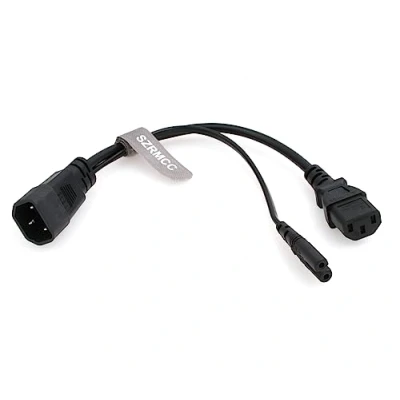 Immagine di SZRMCC cavo di alimentazione splitter da C14 a C13+C7 Y IEC 320 maschio C13 C7 femmina adattatore CA prolunga per monitor TV PDU server UPS