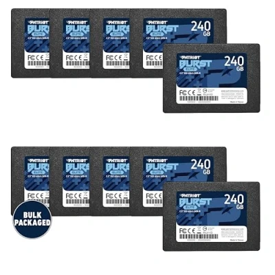 Immagine di Patriot Memory Burst Elite SATA 3 SSD da 240GB 2.5 Pollici Unità a Stato Solido Interna Confezione in Stock 10 Pezzi PBE240GS25SSD0B