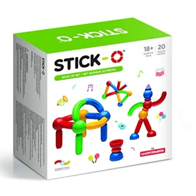 Immagine di Stick O by Magformers: 20 Piece Magnetic Construction Set. Preschool STEM Toy with Large Pieces And Easy Grip Design for Little Hands.