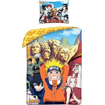 Immagine di NARUTO SHIPPUDEN Set di biancheria da letto in cotone, copripiumino 140 x 200 cm e federa 70 90 100% cotone Multicolore