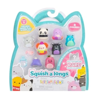 Immagine di squish a longs Confezione da 8 mini 2,5 cm con 2 accessori, 1 anello e una guida per collezionisti Colleziona, commercia gioca