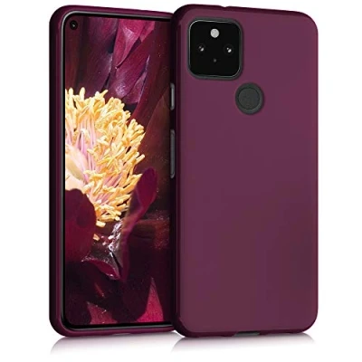 Immagine di kwmobile Custodia Compatibile con Google Pixel 5 Cover Back Case per Smartphone in Silicone TPU Protezione Gommata viola bordeaux