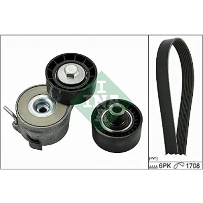 Immagine di INA 529 0046 10 Kit cinghie Poly V Controllare corsa libera generatore ed ev. sostituire PEUGEOT: Expert II Van, 206 Hatchback, 407 SW
