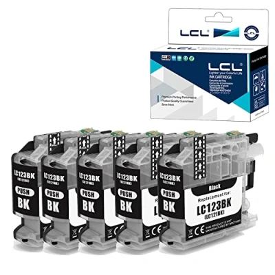 Immagine di LCL Cartucce d&#039;inchiostro Compatibile LC121 LC123 LC121BK LC123BK Nero Sostituzione per Brother MFC J4410DW J4510DW J4610DW J4710DW J470DW J6920DW J870DW J245 J650DW J6720DW J6520DW DCP J4110DW(5Pack)