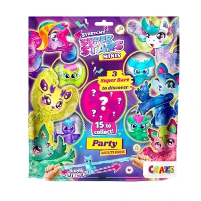Immagine di CRAZE Stretchy Superstars Minis Multipack Party Confezione da 5 personaggi elastici per bambini, adesivi ed estensibili collezionare