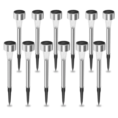 Immagine di Aigostar Lampade Solari da Giardino 12 pcs Luci Esterno 6500K, IP44 Impermeabile, in acciaio inossidabile, Auto On/Off