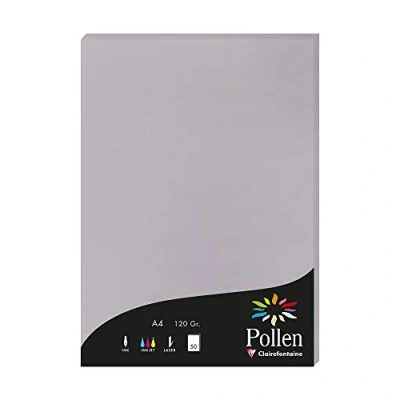 Immagine di Clairefontaine 4232C Astuccio da 50 fogli Formato A4 (21x29,7cm) 120g/m² Colore Grigio Koala Inviti Eventi e corrispondenza Gamma Pollen Carta Premium Liscia