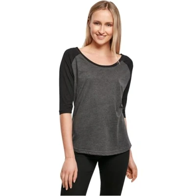 Immagine di Build Your Brand By022 ladies 3/4 Contrast Raglan Tee T Shirt, Carbone/Nero, S Donna