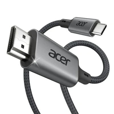 Immagine di acer cavo USB C a HDMI 4K@60Hz, Thunderbolt 4 3 Type 2.0 compatibile con iPhone 16 Plus Pro Max 15 MacBook Air Surface 10 iPad Galaxy S25 Ultra 1M