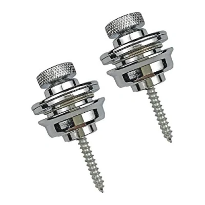 Immagine di Serratura Cinghia per Chitarra,Serratura Chitarra 2 Pezzi Metallo Strap Locks Anti stripping con Viti la Sostituzione Della Acustica Elettrica Argento
