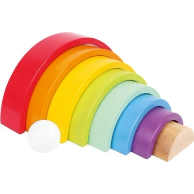 Immagine di Small Foot Elementi da Costruzione Arcobaleno Grande, in Legno, Gioco ad Incastro per la motricità, dai 12 Mesi Toys, Multicolore, 6969