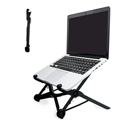 Immagine di Supporto PC Portatile, APzek Pieghevole Regolabile Notebook Ergonomico Compatto per Computer Portatili Ventilato Leggero Macbook, Dell, Surface e più (Nero)