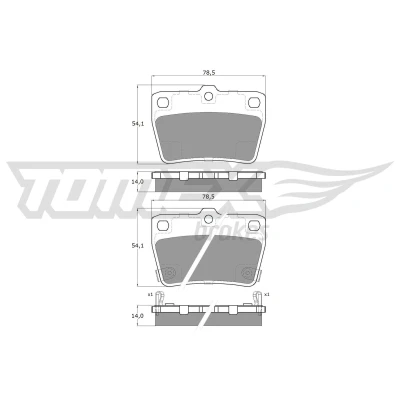 Immagine di TOMEX brakes TX 13 86 Kit pastiglie freno Assale posteriore con segnalatore acustico usura TOYOTA: RAV4 II SUV, I DR: DR 5 SUV