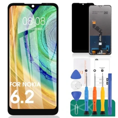 Immagine di Per Nokia 6.2 Schermo LCD 7.2 di Ricambio TA 1200 Display 1198 Touch Digitizer Assembly 1201, 1187, 1193, 1178, 1196, 1181 Kit riparazione (nero)