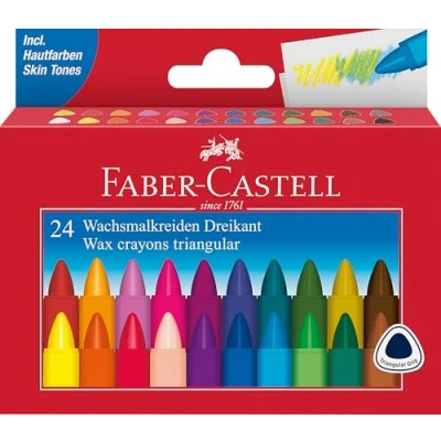 Immagine di FABER CASTELL 120024 Pastelli a Cera triangolari, Confezione da 24 Pezzi, Colore, Multicolore, unità 1