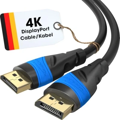 Immagine di KabelDirekt Cavo DisplayPort 4K 5 m DP, Sviluppato in Germania Disponibile 0,5 10 (Cavo Display Port per monitor PC/Laptop e a 4K@60Hz, gioco 144Hz, Dolby Audio, nero)
