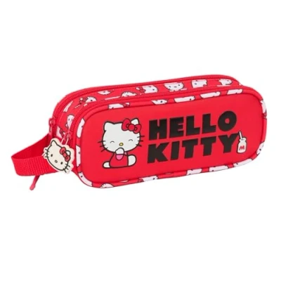 Immagine di Safta HELLO KITTY ICONIC astuccio doppio per bambini, ideale bambini in età scolastica, comodo e versatile, qualità resistenza, 21 x 6 8 cm, rosso/bianco, M, Casual