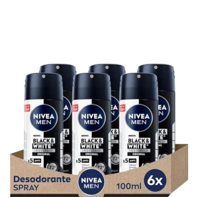 Immagine di NIVEA, deodorante (Black &amp; White Men) 6 da 100 ML. (Totale 600 ML.)