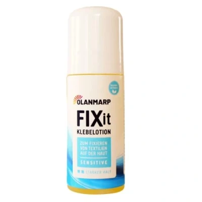 Immagine di Olanmarp Colla per la pelle FIX IT speciale lozione adesiva solubile in acqua una tenuta sicura di tessuti, calze a compressione e molto altro ancora! Made Germany (60 ml)