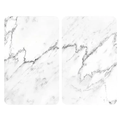 Immagine di WENKO Piastre di copertura universale XL marmo, set da 2 pezzi, per piano cottura e tagliere in vetro tutti i piani cottura, temperato, dimensioni ogni piastra 40 x