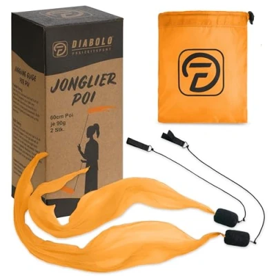 Immagine di Diabolo Freizeitsport UV Luminoso Poi in Arancio Angel Wings Spinning Pois. Spiral Pois, Soft Pois per Principianti e Professionisti