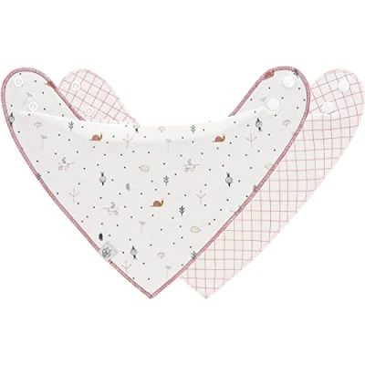 Immagine di LÄSSIG Bavaglino Sciarpa Triangolo Set di sciarpe per bambini piccoli (2 pezzi) reversibile con bottoni a pressione in cotone organico/Baby Bandana Garden Explorer Schnecke