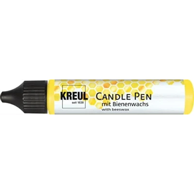 Immagine di Kreul 49702 Penna, Gialla, Penna Punta fine, Vernice con Cera d&#039;api per Decorare e dipingere Le Candele, Colore Yellow, 29 ml,
