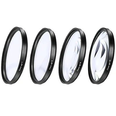 Immagine di Kit filtri close up +1 +2 +4 +10 set di lenti per fotocamere digitali 67 mm, trasparente