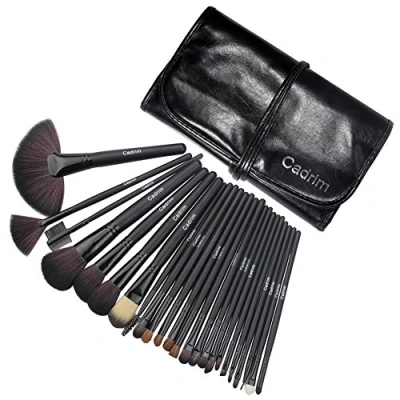 Immagine di pennelli Make Up,Cadrim 24 Set di professionali per trucco trucchi,pennelli con borsa (24 Nero)