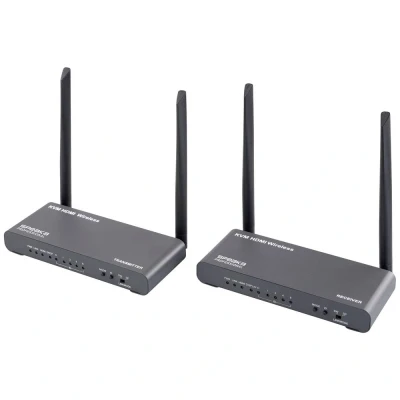 Immagine di SpeaKa Professional SP HDE 620 Kit trasmissione segnali HDMI senza fili 100 m 5 GHz 3840 x 2160 Pixel #####KVM Funktion (Tastatur, Maus, Keyboard), con