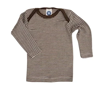 Immagine di Cosilana Maglietta intima a maniche lunghe da bambini, 70% lana e 30% seta, Marrone , 50/56 cm