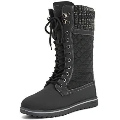 Immagine di Donna Alto Durevole Pelliccia Ecologica Inverno Pioggia La Neve Impermeabile All&#039;Aperto Vitello Stivali 5 BLK38 AYC0535