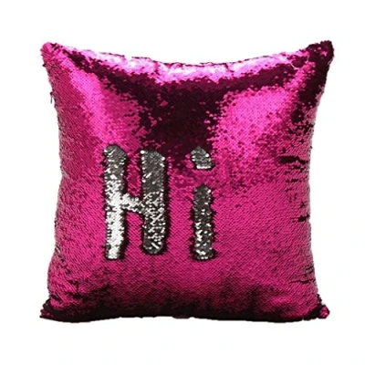 Immagine di Zinsale Magico Reversibile Federe per Sirena Copricuscino con Paillettes Fodera Cuscino da 40x40cm (Argento + Rosa)