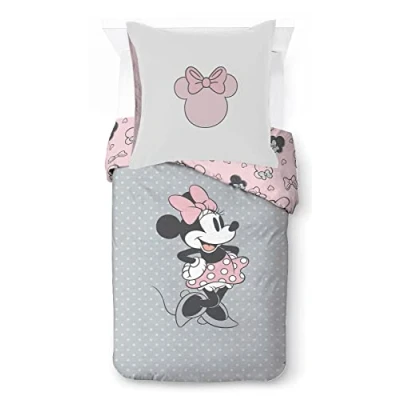 Immagine di Jay Franco Set di biancheria da letto in 100% cotone, motivo: Disney Minnie One of a Kind, per singolo, copripiumino 135 x 200 cm e federa 80