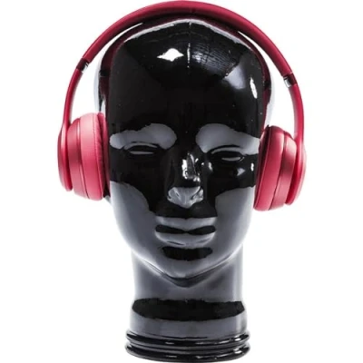 Immagine di Kare Design portacuffie Black, nero, vetro reciclato verniciato, adatto a ogni tipo di cuffia, supporto per cuffie, funzionalità e design, 29x21x21cm (A/P/L)