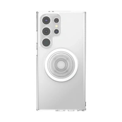 Immagine di PopSockets custodia per Samsung Galaxy S24 Ultra con impugnatura magnetica rotonda compatibile MagSafe, telefono trasparente