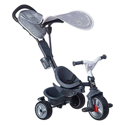 Immagine di Smoby Triciclo Baby Driver Plus, 7600741502, + 10 Mesi, Ruote Silenziose, Colore Grigio, Evolutivo