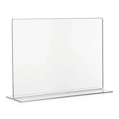 Immagine di Confezione da 5 VITAdisplays Supporto a T formato orizzontale, espositore tavolo, in acrilico, pubblicitario T, DIN A4, PLEXIGLAS