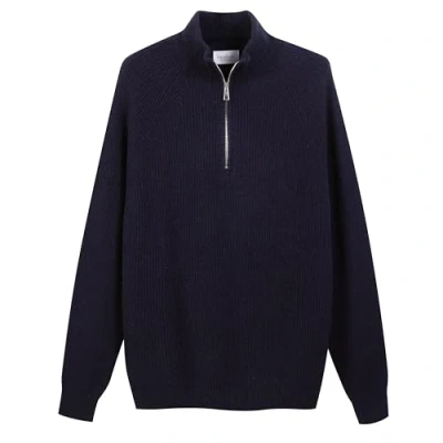 Immagine di Diana Studio Maglione Mezza Zip Blu Navy, Uomo, Lana, Maniche Lunghe, Taglia S, Regular Fit