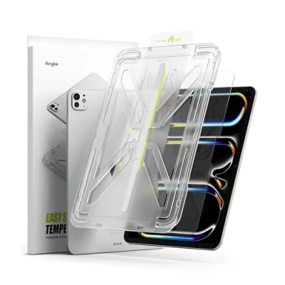 Immagine di Ringke Easy Slide Tempered Glass Pellicola Protettiva Compatibile con iPad Pro 11 inch M4 (2024), Infrangibile Vetro Temperato Proteggi Schermo Strumento di Installazione Facile