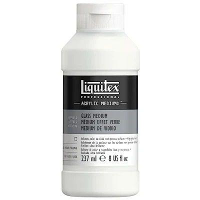 Immagine di Liquitex 8870519 Medium per vetro vernici acriliche, migliore adesione delle acriliche al o alla ceramica, una superficie resistente ai graffi, finitura liscia e lucida, 237 ml