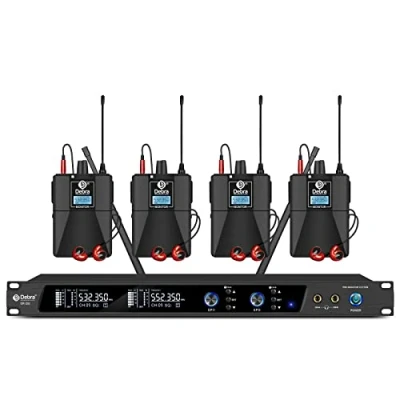 Immagine di D Debra PRO ER 202 UHF Sistema di monitoraggio wireless a canale, con trasmettitore e ricevitore per palco, studio registrazione, musicisti, (4 bodypack trasmettitore)