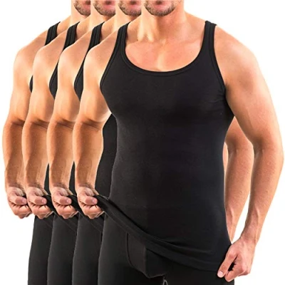 Immagine di HERMKO 3000 Cannottiera a Coste da Uomo 100% Cotone Biologico, Testata tossicologicamente, Canotta Intima Top Sportivo Franco Fabbrica Confezione 4 Pezzi, Farbe:Nero, Größe Herren:4 (M)