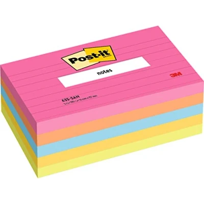 Immagine di Post It Colori Assortiti a Righe 76 mm x 127 100 Fogli/Blocchetto 5 Blocchetti/Confezione