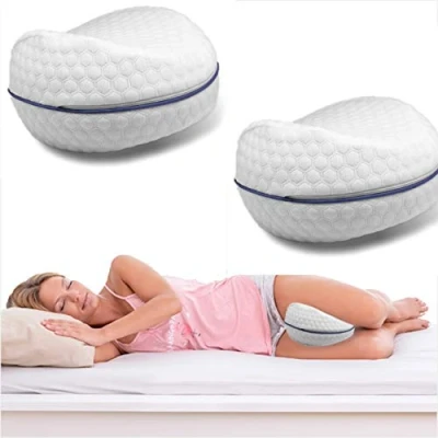 Immagine di CUSCINO PER GAMBE 2 PEZZI MEMORY FOAM SUPPORTO ORTOPEDICO GINOCCHIA SCHIENA LAVABILE
