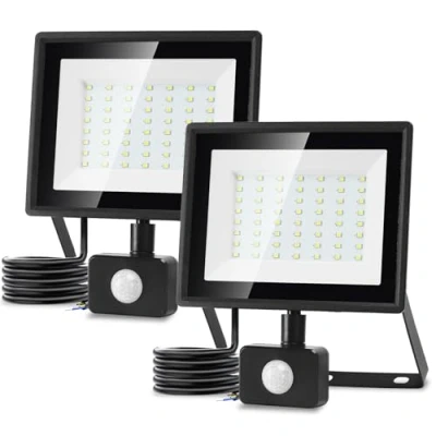 Immagine di Aigostar Faretto LED da Esterno con Sensore di Movimento,50W 4300LM Faro Esterno,Bianco Freddo 6500K,IP65 Impermeabile Faretti per Giardino,Cortile,Patio,Garage,2PC